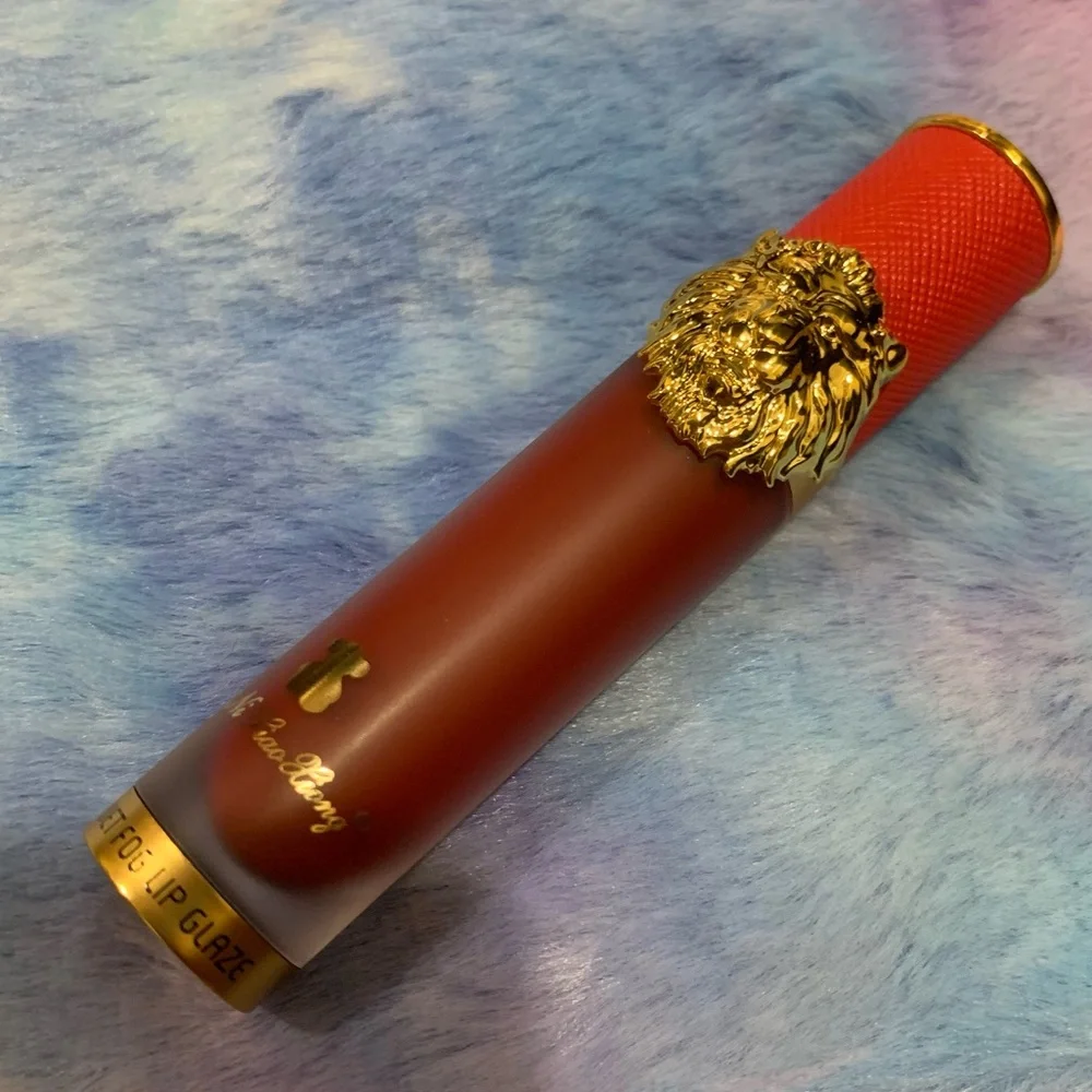 Red Velvet Lip Glaze with Gold Lion NIB